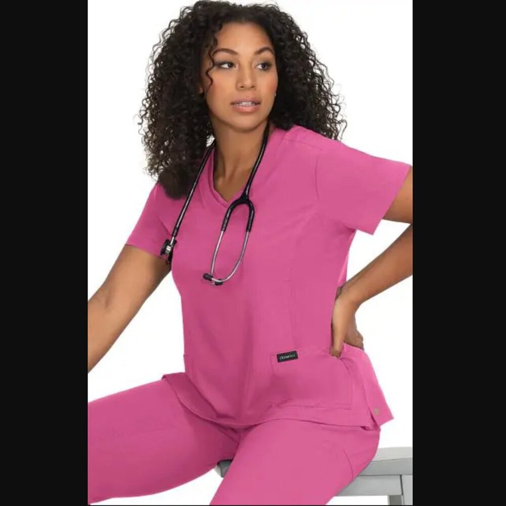 Carhartt Women's Pink Scrub Top - Professional V-Neck